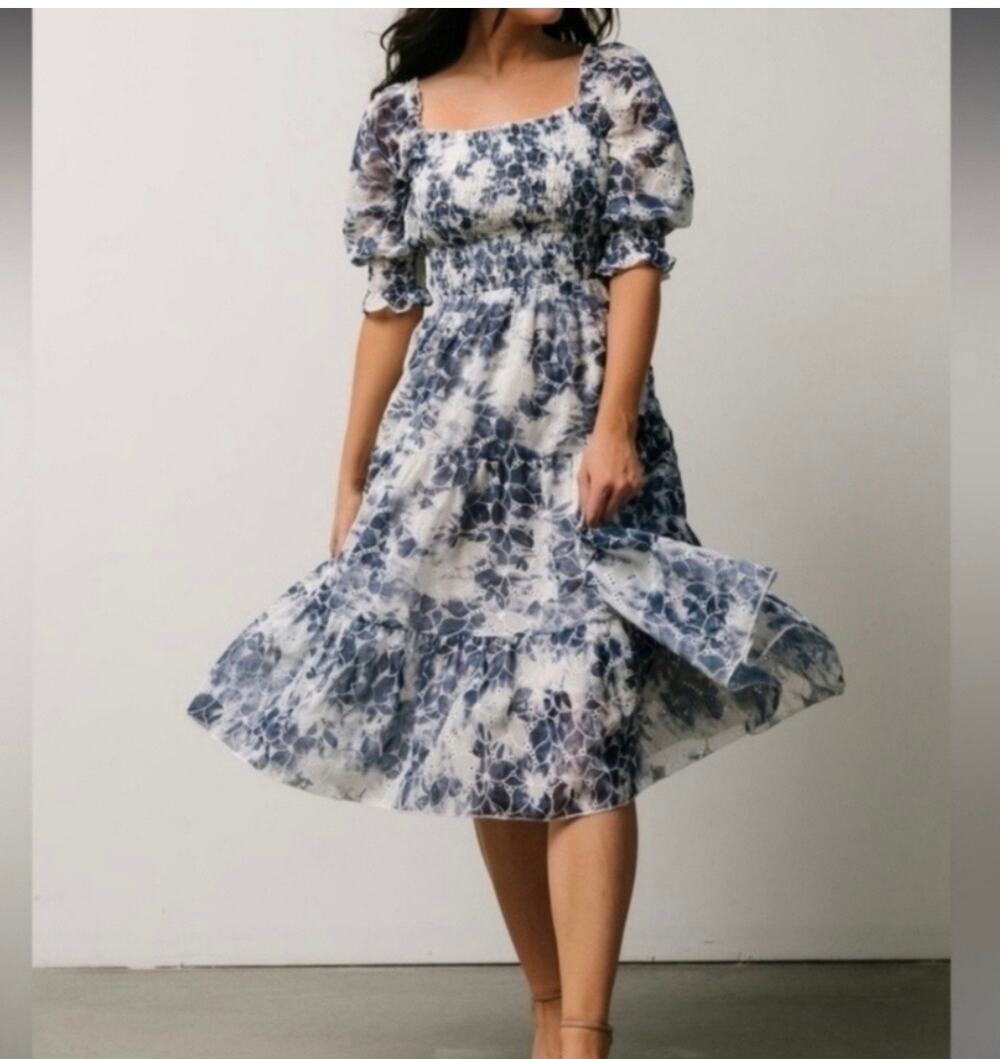 Baltic Born Hazel Eyelet Midi Floral Dress
